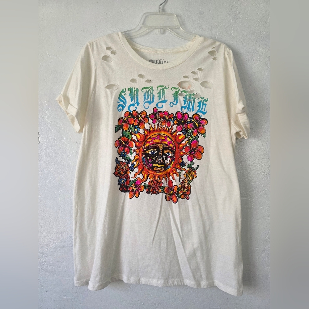Torrid White and Orange Short Sleeve Tee